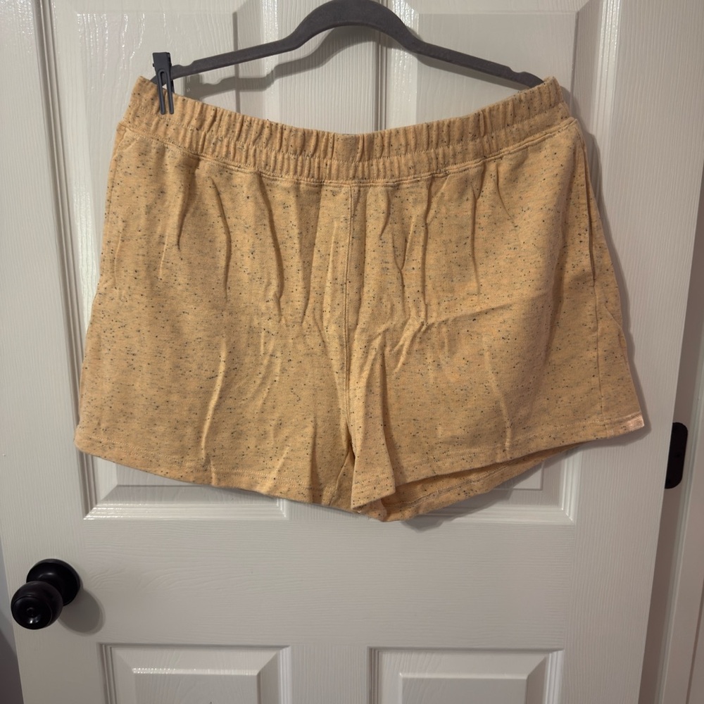 Mono B Speckled Tan Elastic-Waist Athletic Shorts